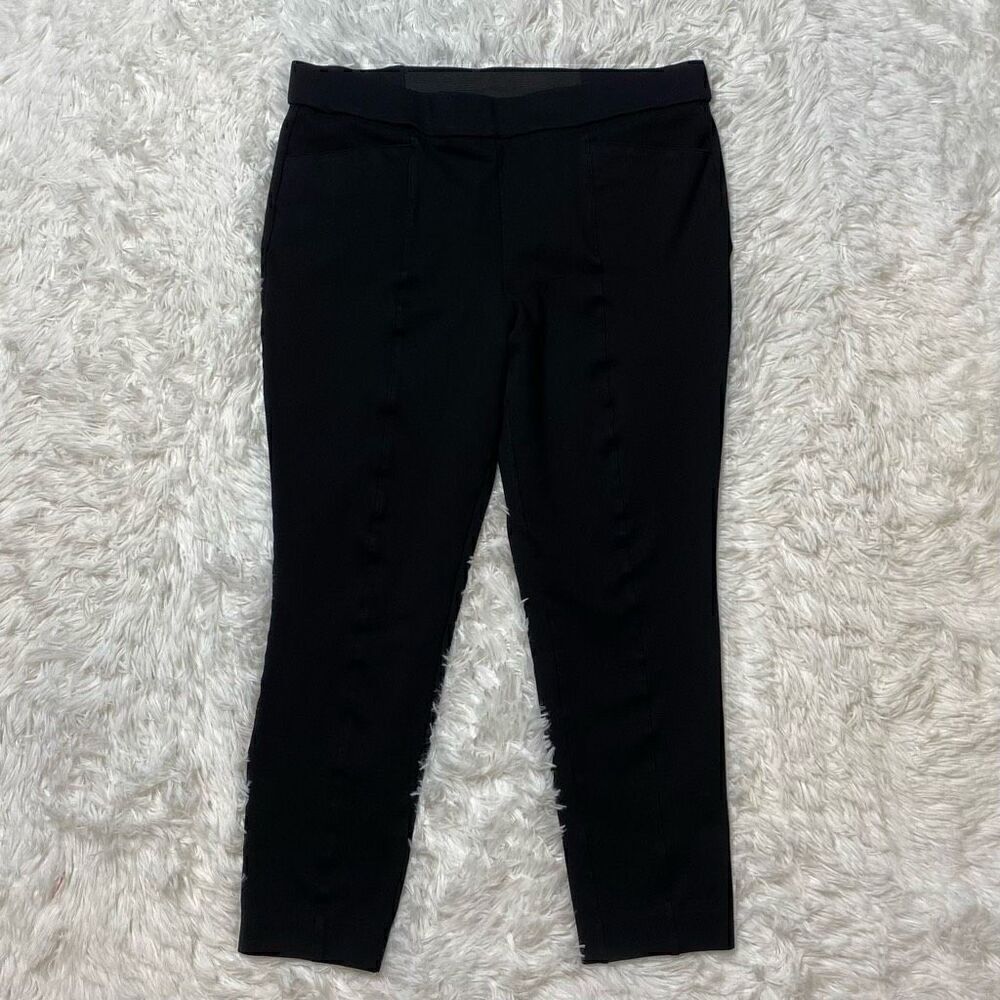Anne Klein Black Pull On Stretch Cropped Pants Womens Size M Pockets Leggings